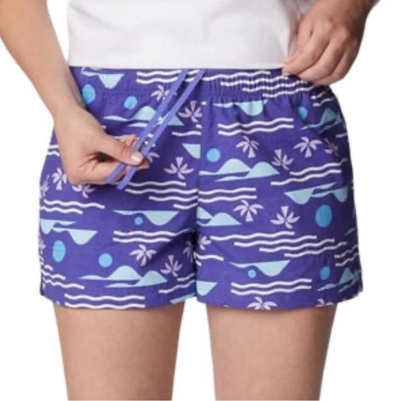 Columbia Pants - Columbia Womens Sandy River II Print  Outdoor Hiking Shorts Purple Lotus Sz XXL.